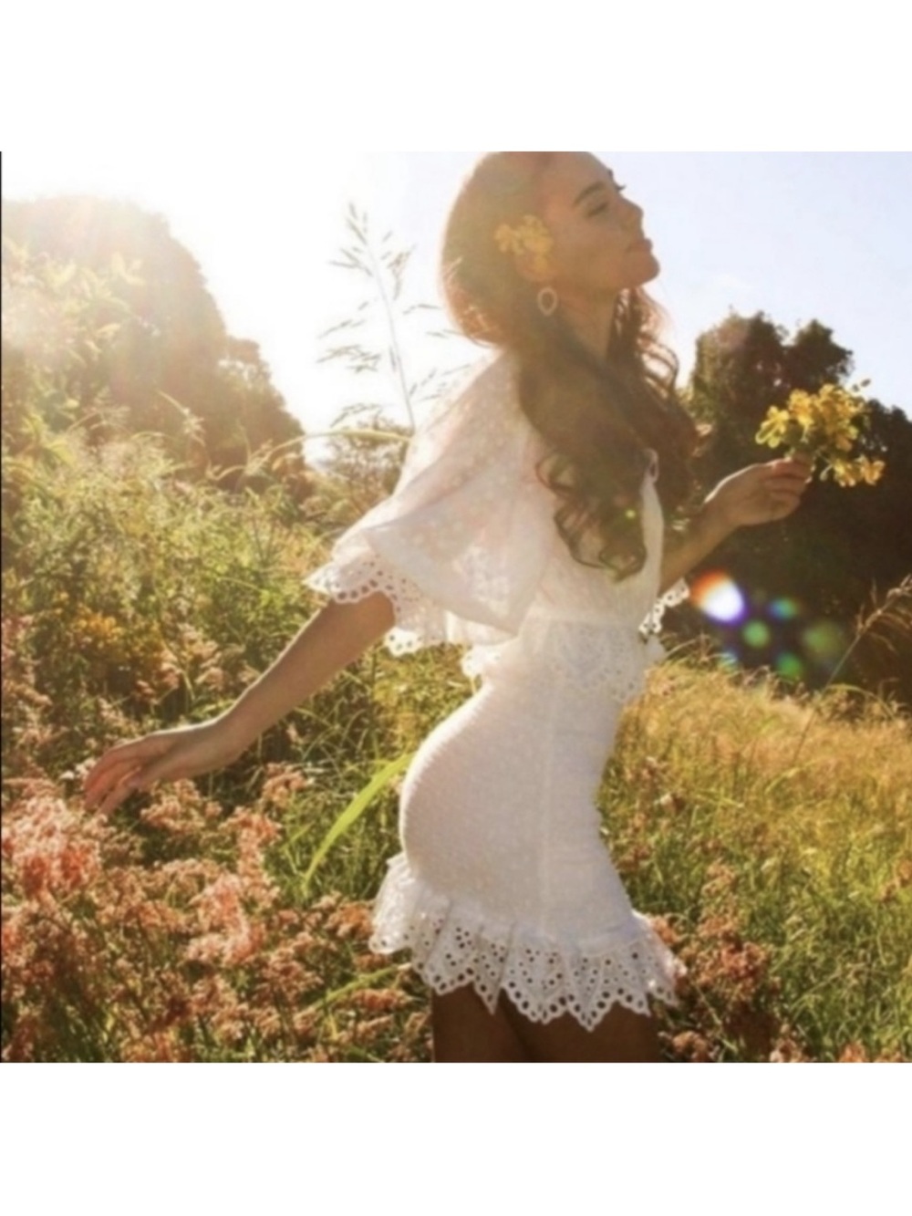 Spell White Eyelet Mini Dress